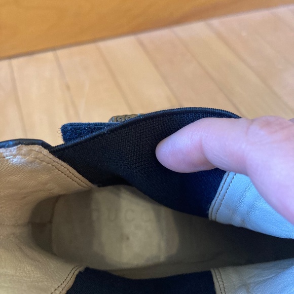 Gucci Stars Bee Embroidered Black Gold Leather Ankle Heel Boot US 8/EU39 EUC - Picture 11 of 11